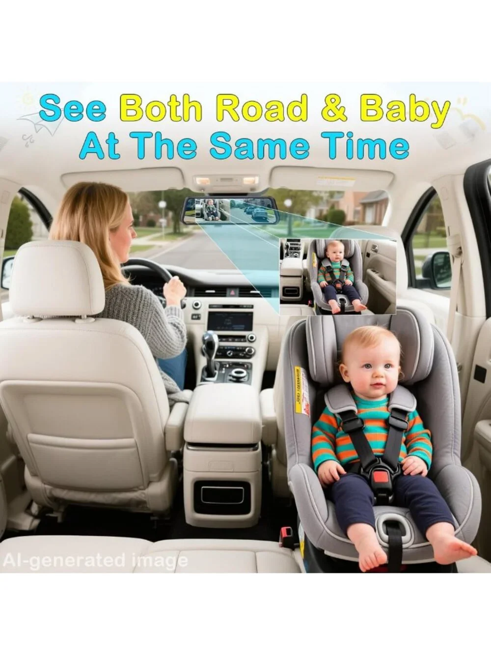 4.3” Baby Car Mirror Camera - Dual View for Safe Travel & Easy Baby Monitoring